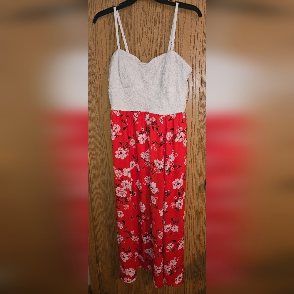 Candie's Red and White Floral Maxi Dress